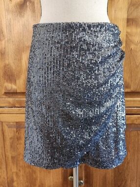 LOFT Grey Sequin Skirt | 2